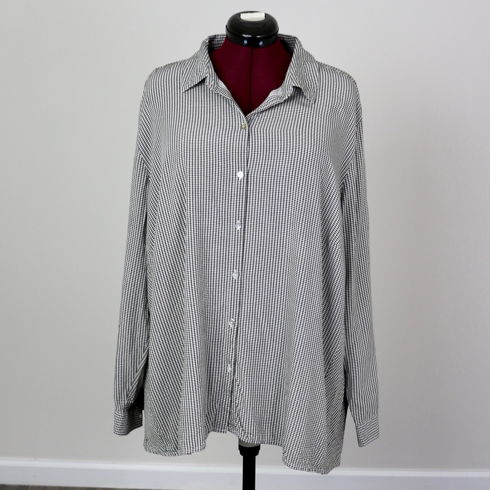 J.Jill Micro Houndstooth Button Down Shirt Size 4X